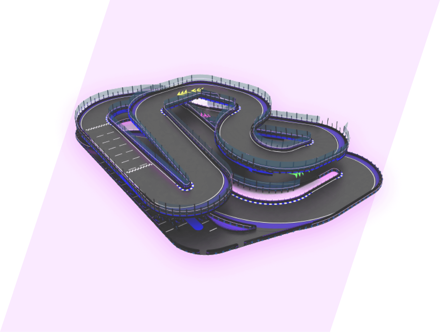 3-level indoor track with 14 thrilling turns