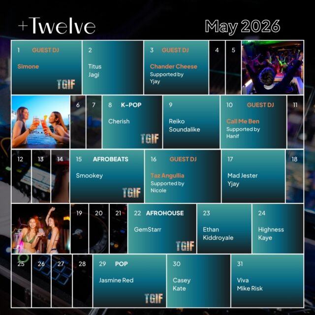 May just made plans for you. With a lineup this stacked, you already know where every weekend’s going.

Don’t miss out. Book now via link in bio.

🎧DJs
@simonelzq @dj_titus @dj.jagi @chandercheese @djyujin @djcherish @reikolah @djsoundalike @callmeben.music @djhanif @djsmookey @tazangullia @nnicolelim @djmadjester @djyujin @gemstarrgram @_djethan @kiddroyalemusic
@djhighnessoffical @kayevman @djjasminered @officialdjcasey @pie0718 @vivaryn_ @mikeriskdj

#plustwelvesg #thepalawansentosa #beachclub
#bestbeachclub #sentosa