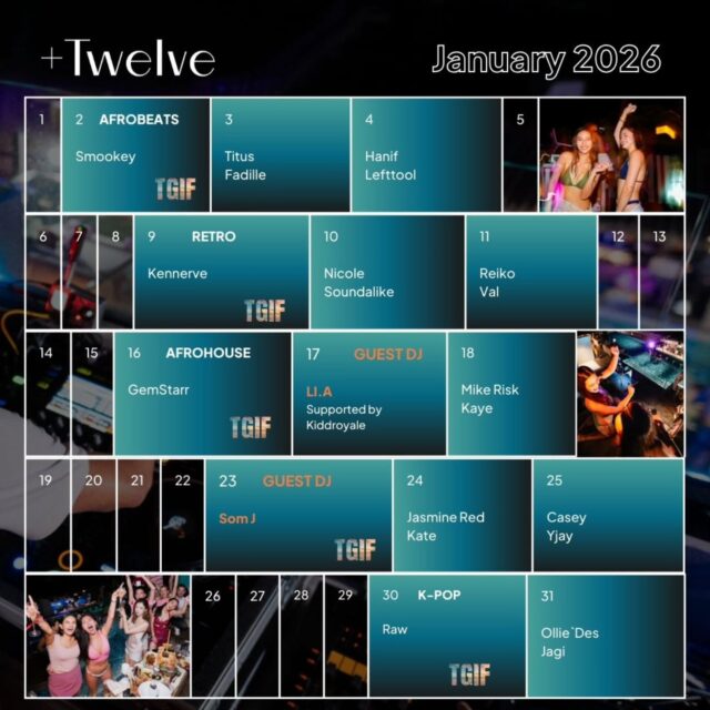 New year, unshakeable lineup. January’s DJ roster is stacked and ready to run the decks. From Afrobeats to K-pop and retro nights, expect guest DJs and fresh vibes only — all month long.​

​Don’t miss out. Book via link in bio.​​

🎧DJs​
@djsmookey @dj_titus @fadille @djhanif @lefttool @kennerve @nnicolelim @djsmookey @reikolah @valeriefooo @gemstarrgram @kiddroyalemusic @slayli.a @mikeriskdj @kayevman @chuasomj​ @djjasminered @pie0718 @officialdjcasey @djyujin @djraw.sg @olliesan @dj.jagi​​

#plustwelvesg #thepalawansentosa #beachclub ​#bestbeachclub #sentosa ​