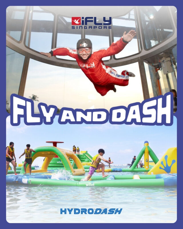 Take your adventures sky-high and make a splash with the 𝐅𝐥𝐲 𝐚𝐧𝐝 𝐃𝐚𝐬𝐡 𝐏𝐚𝐜𝐤𝐚𝐠𝐞 at just S$88 (U.P. S$161)! 

✈️ Experience the adrenaline rush of free-fall in the world’s largest themed indoor wind tunnels at iFly Singapore. 💦 Then, dive into non-stop fun at HydroDash, Singapore’s only floating aqua park, packed with over 30 thrilling obstacles.

Whether you are chasing heights or waves, this ultimate combo promises double the action, double the excitement! 

 Ready to go? Book now via link in bio or bit.ly/flyanddash🤳