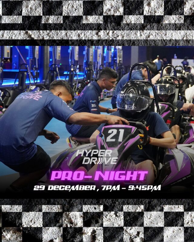 HyperDrive Pro-Night is here! Are you ready to race with the best?⚡

Get ready for an adrenaline-packed night on 29 December, 7pm to 9:45pm! This exclusive event is reserved for racers with lap times of 𝟯𝟲 𝘀𝗲𝗰𝗼𝗻𝗱𝘀 𝗼𝗿 𝗳𝗮𝘀𝘁𝗲𝗿. Compete against the fastest drivers and test your skills on our track. Slots are limited, so hurry register your interest now via the link in our bio.

#thepalawansentosa #hyperdrivesg #gokarting #racing #sentosa